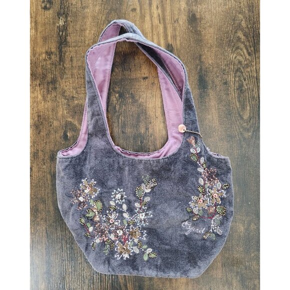 Vintage Esprit Y2K Small Hobo Bag, Embroidered Sequins Boho Hippie Festival - Picture 5 of 9